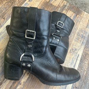 HARLEY DAVIDSON SIZE 7 BLACK LEATHER ANKLE BOOTS